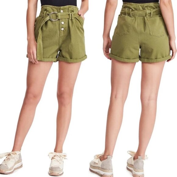 Free People Sage Olive Green Cindy Utility Shorts Size 0 Paperbag NWT NEW Boho - Picture 6 of 6